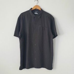 𝅺columbia Sportswear Dark Grey Short Sleeve Plaid Shirt XL